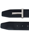 Sliver Soft Grain Leather T Icon Belt Dark Navy Black - TOM FORD - BALAAN 4