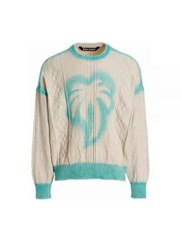 Spray Cable Knit Top Off White - PALM ANGELS - BALAAN 2