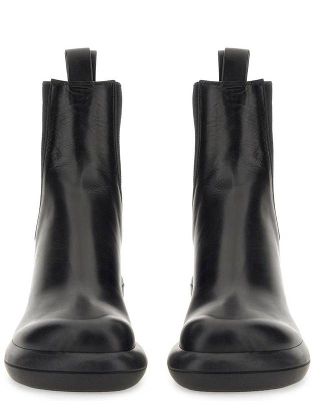 Women's Leather Round Block Heel Chelsea Boots Black - JIL SANDER - BALAAN 3