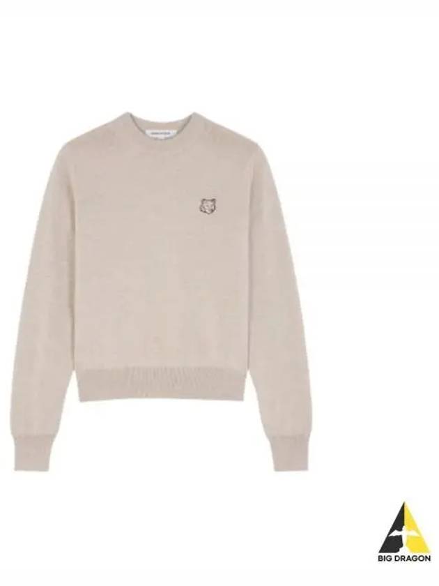 Bold Fox Head Wool Knit Top Light Beige Melange - MAISON KITSUNE - BALAAN 2