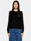 Women's Embroidered Logo Pullover Cotton Knit Top Black - A.P.C. - BALAAN 3