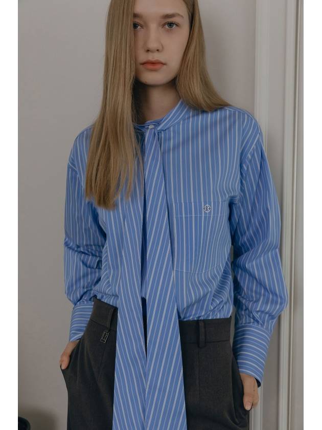 STRIPED SCARF SHIRT BLUE - ILROZE - BALAAN 4