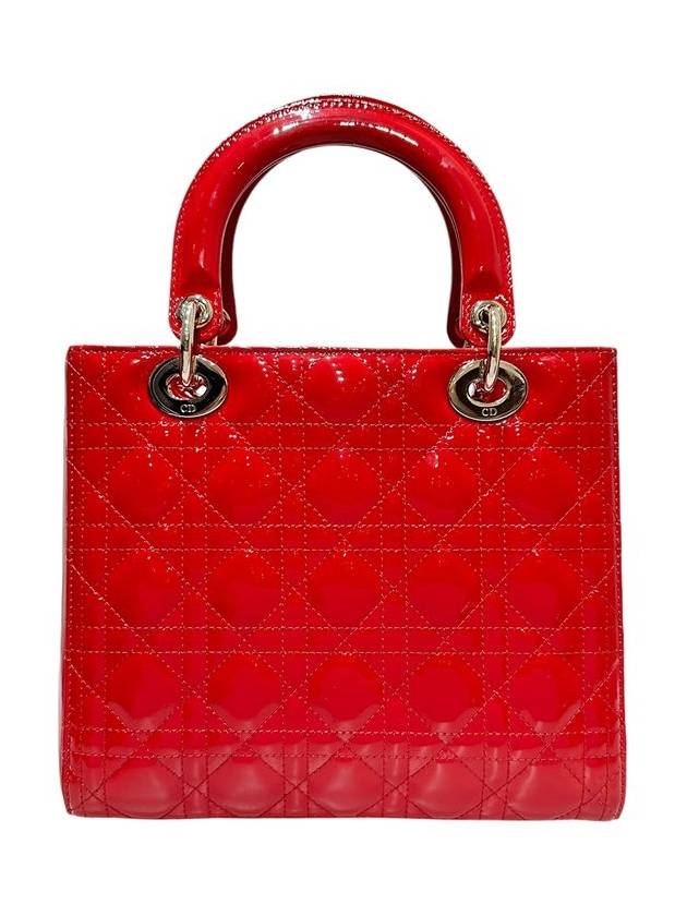 VRB44550 Red Patent Cannage Lady Medium Tote Bag Strap - DIOR - BALAAN 4