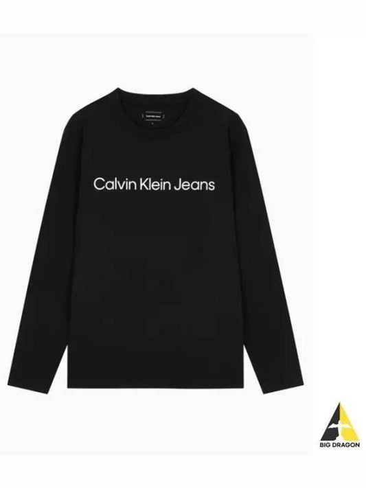 JEANS Men s Relaxed Fit Institutional Logo Long Sleeve T Shirt Black J327430BEH - CALVIN KLEIN - BALAAN 1