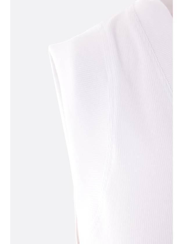 Rhinestone V-neck Sleeveless White - BRUNELLO CUCINELLI - BALAAN 4