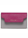 Logo Color Block Saffiano Card Wallet Purple - MARNI - BALAAN 2