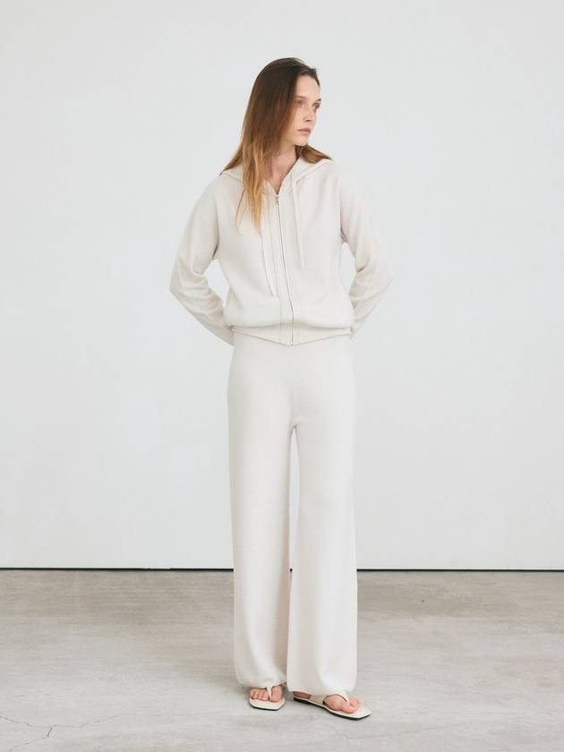 Women s Knit Pants Cashmere 100 Ivory - LEHEE CASHMERE - BALAAN 1