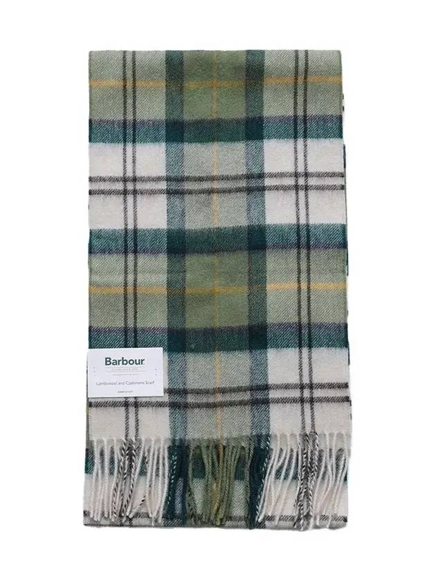 Wool Cashmere Tartan Check Muffler Forest Green - BARBOUR - BALAAN 4