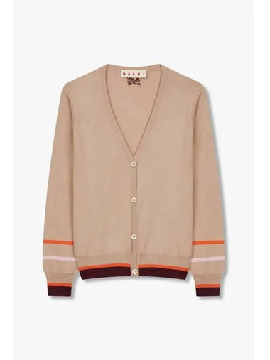 Silk wool color combination hem cardigan camel - MARNI - BALAAN 1