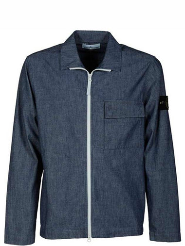 21SS 741511207 WASH Waffen Patch Chambray Overshirt Jacket Denim Blue Men’s Jacket TJ - STONE ISLAND - BALAAN 1