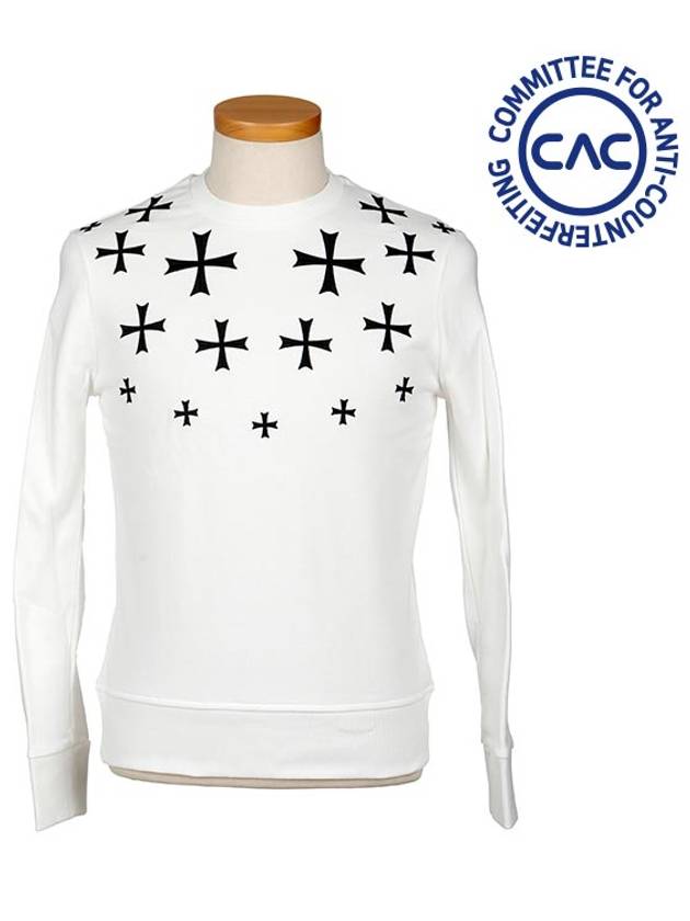 Men's Multi Cross Print Sweatshirt White - NEIL BARRETT - BALAAN 3