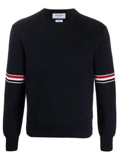 Men's Milan Stitch Armband Crew Neck Knit Top Navy - THOM BROWNE - BALAAN 2