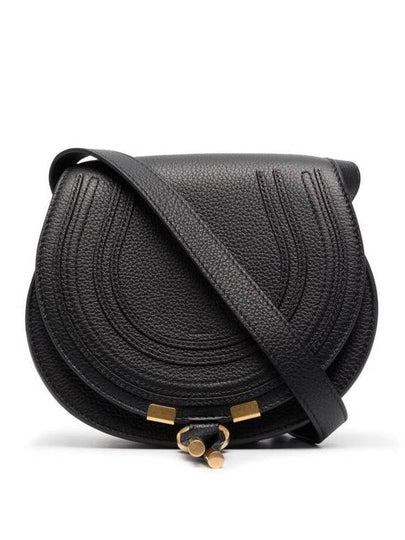 Marcie Saddle Small Grained Leather Cross Bag Black - CHLOE - BALAAN 2