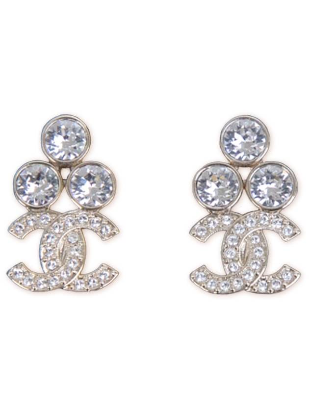 Immediate domestic departure CC logo triple crystal earrings champagne gold ABA508 - CHANEL - BALAAN 2