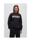 Crew Neck Logo Print Sweatshirt Black - HUGO BOSS - BALAAN 2