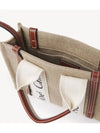 Woody Linen Canvas Calfskin Tote Bag White Brown - CHLOE - BALAAN 4