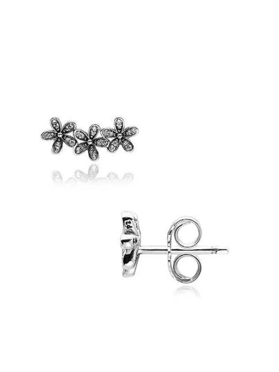 Daisy Flower Stud Earrings Silver - PANDORA - BALAAN 2