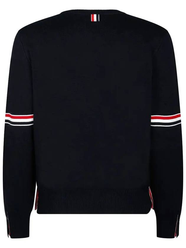 Men's Milan Stitch Armband Crew Neck Knit Top Navy - THOM BROWNE - BALAAN 3