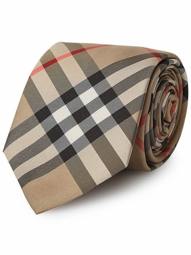 Men's Modern Cut Vintage Check Silk Tie Beige - BURBERRY - BALAAN 11