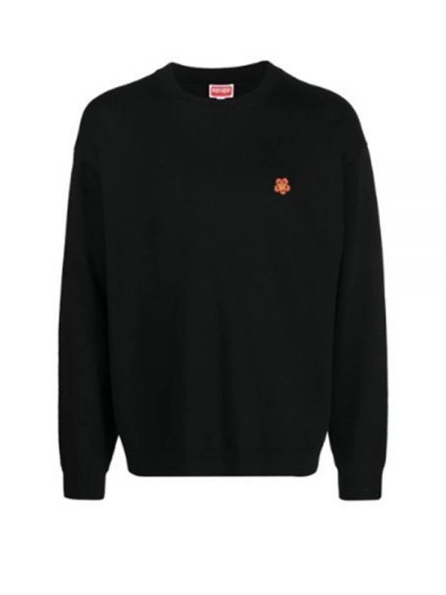 Boke Flower Crest Embroidered Wool Knit Top Black - KENZO - BALAAN 2