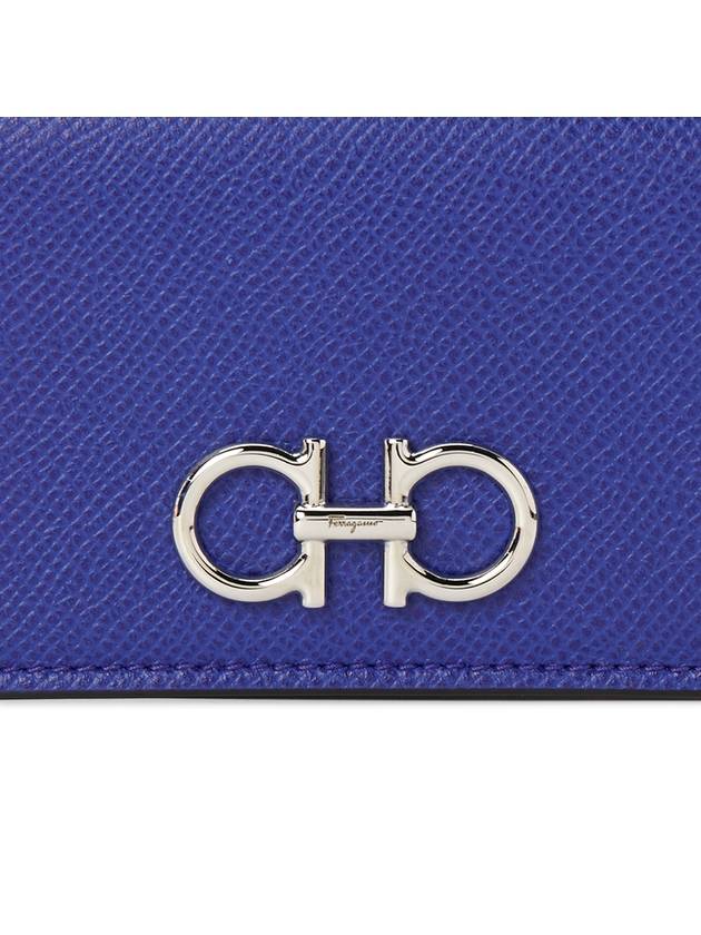 Gancini Leather Card Wallet Blue - SALVATORE FERRAGAMO - BALAAN 6