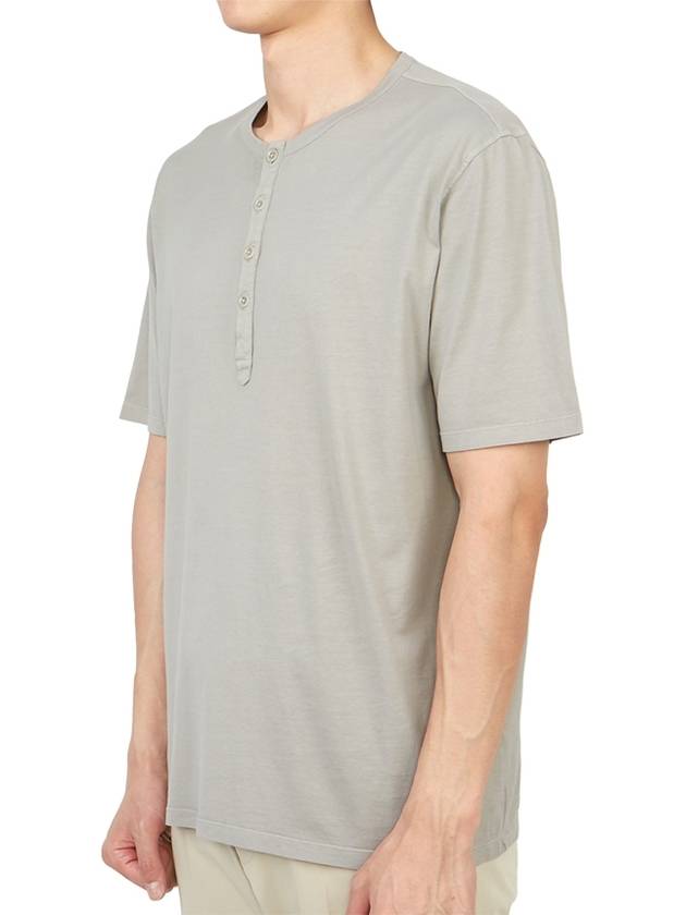 Men's Henry Neck Cotton Short Sleeve T-Shirt Grey - TEN C - BALAAN 3