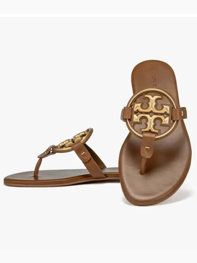 Women's Metal Miller Soft Flip Flops Brown - TORY BURCH - BALAAN 4