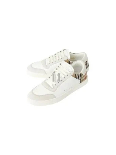 Check Leather Suede Sneakers Natural White Archive Beige - BURBERRY - BALAAN 2