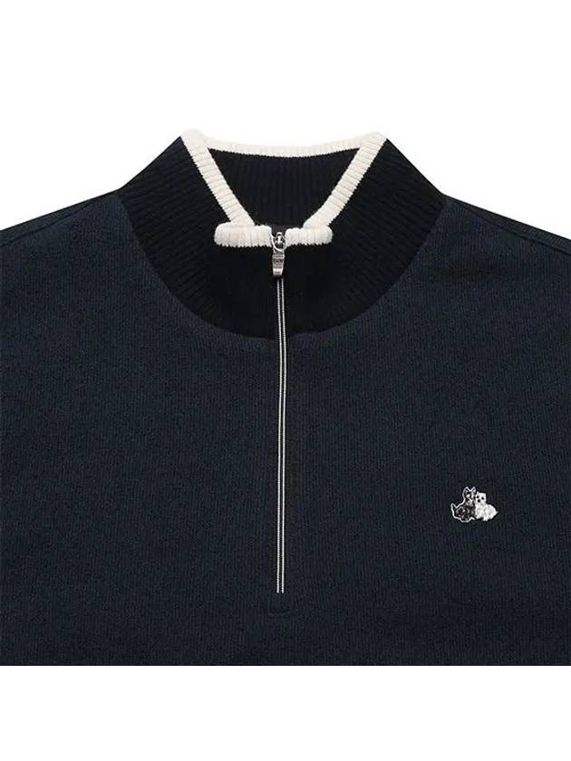 Knit Aeri Windproof Lining Half Zip Up T-Shirt 9113GXSPNAVY - BLACK&WHITE - BALAAN 3