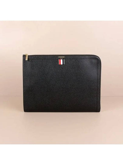 Three Stripes Tab Pebble Document Folio Clutch Bag Black - THOM BROWNE - BALAAN 2