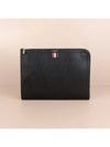 Three Stripes Tab Pebble Document Folio Clutch Bag Black - THOM BROWNE - BALAAN 4