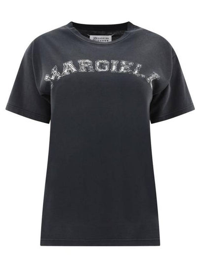 Logo Print Cotton Short Sleeve T-Shirt Black - MAISON MARGIELA - BALAAN 2