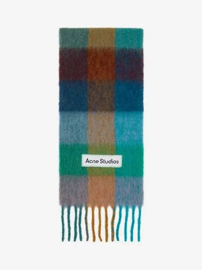 Check Mohair Muffler Turquoise Camel Blue - ACNE STUDIOS - BALAAN 2