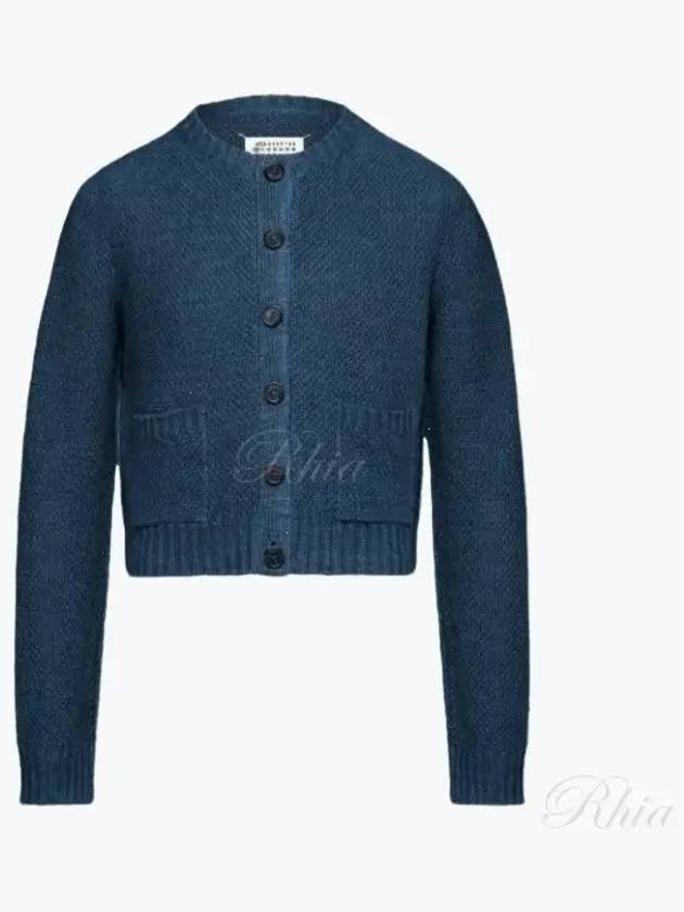 Hemp Basket Weave Knit Cardigan Blue - MAISON MARGIELA - BALAAN 2