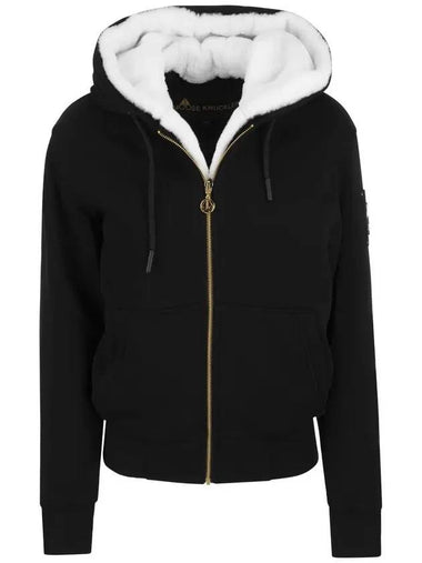 Madison Bunny Logo Gold Hardware Hooded Zip Up Black - MOOSE KNUCKLES - BALAAN 1