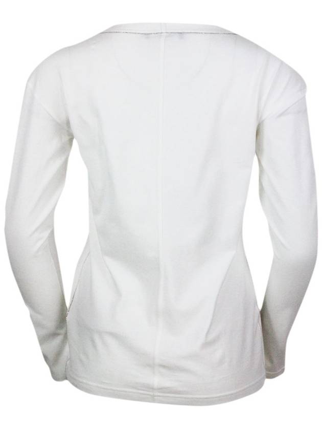 Lightweight Cotton Jersey Long Sleeve T-Shirt  White - FABIANA FILIPPI - BALAAN 4