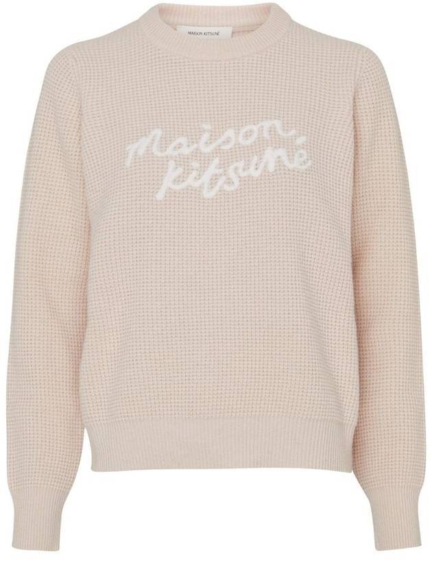 Handwriting Relaxed Fit Knit Top Pink - MAISON KITSUNE - BALAAN 1