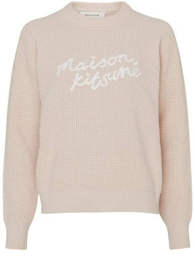 Handwriting Relaxed Fit Knit Top Pink - MAISON KITSUNE - BALAAN 1