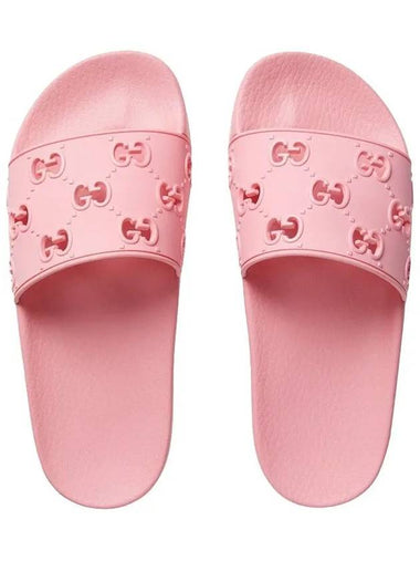 GG logo pink rubber slide slipper sandals 573922 F494 - GUCCI - BALAAN 1