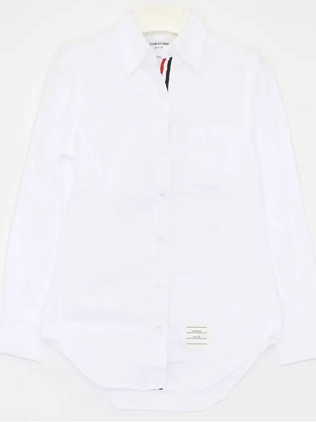 Women's Hidden Three Stripes Oxford Classic Shirt White - THOM BROWNE - BALAAN 3