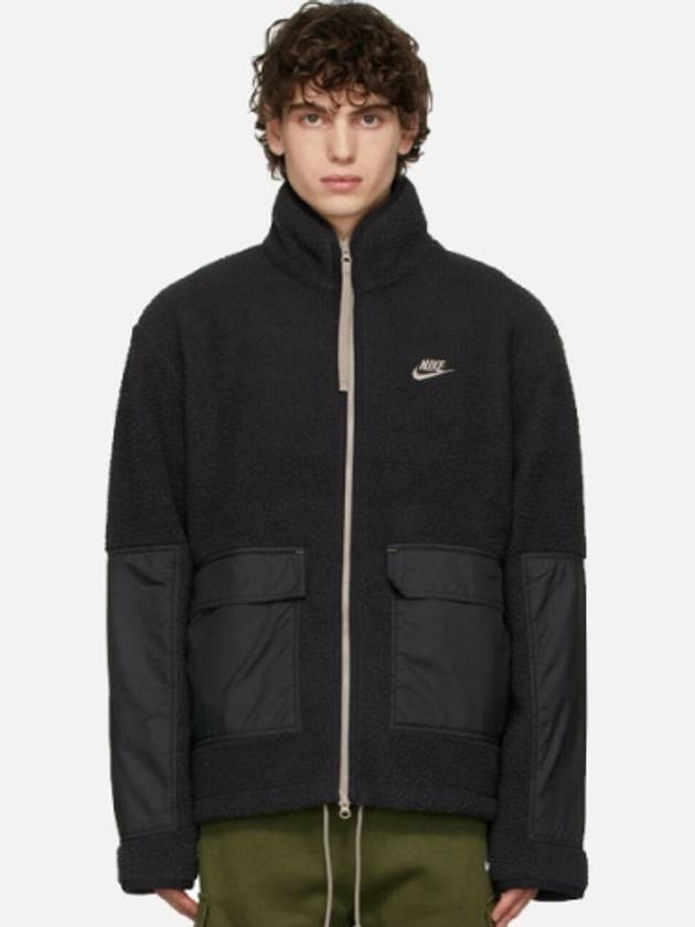 NSW Essential Sherpa Fleece Zip-Up Jacket Black - NIKE - BALAAN 2