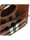 Mini Knit Check Leather Pocket Tote Bag Brown - BURBERRY - BALAAN 7