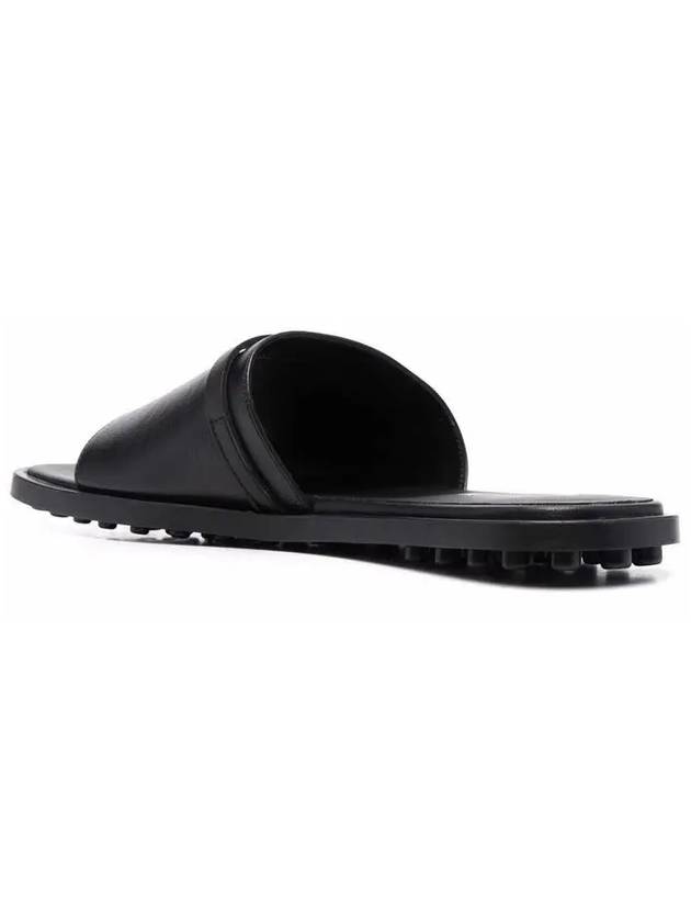 T Logo Open Toe Leather Slippers Black - TOD'S - BALAAN 3