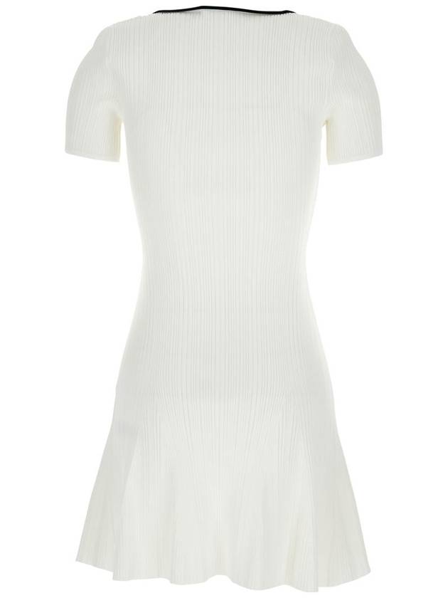 White Viscose Rib Knit - Mini Dress - SELF PORTRAIT - BALAAN 2