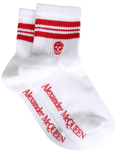 Skull Stripe Socks White Red - ALEXANDER MCQUEEN - BALAAN 2