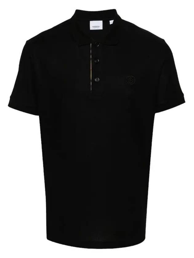 Men's Embroidered Logo Cotton Polo Shirt Black - BURBERRY - BALAAN 2