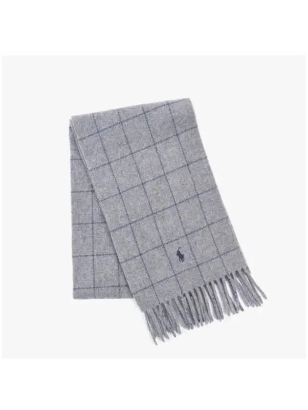 PC0743 021 Pony Windowpane Plaid Check Reversible Fringe Muffler - POLO RALPH LAUREN - BALAAN 3