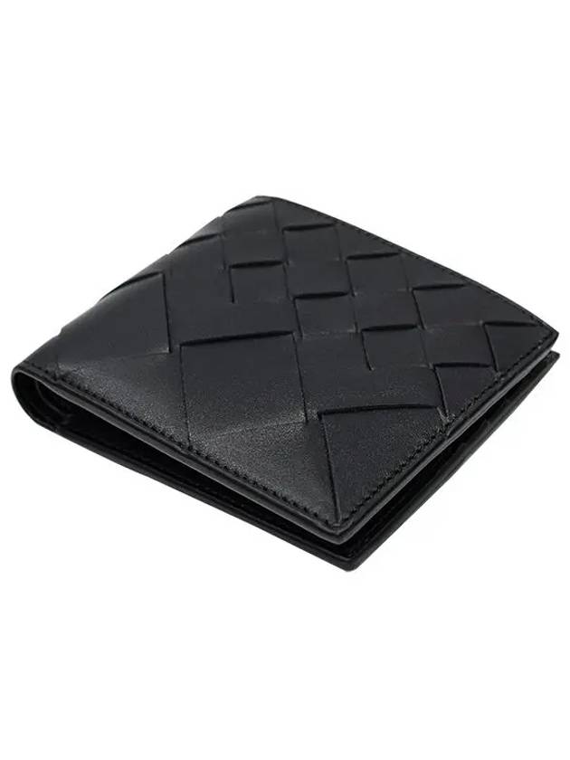 Intrecciato Leather Bi Fold Half Wallet Black - BOTTEGA VENETA - BALAAN 7