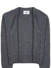 Embroidered Heart Logo Cashmere Cardigan Heather Grey - AMI - BALAAN 10