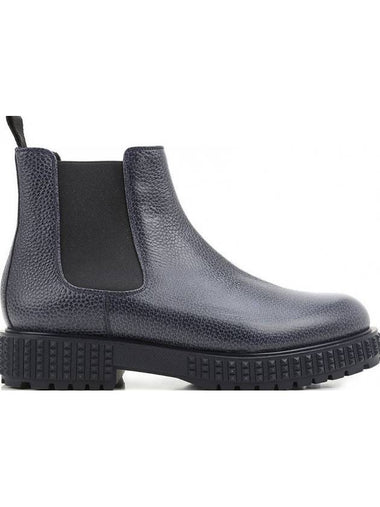 Pebble Leather Rockstud Chelsea Boots Navy - VALENTINO - BALAAN 1